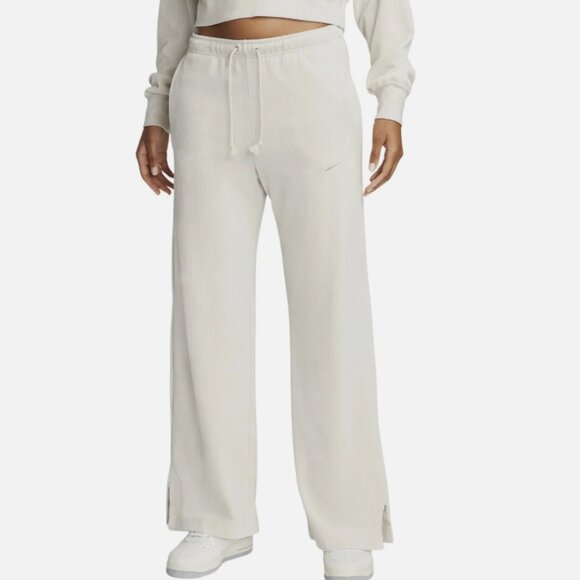 Nike Women's Velour Wide Leg Corduroy Cream Pants Medium - Picture 1 of 9